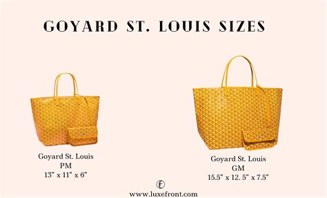 goyard st louis tote bag sizes|goyard st louis gm size.